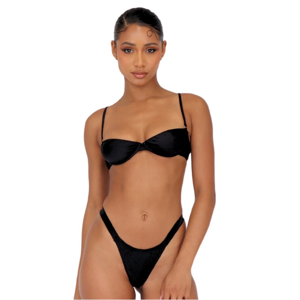 Melissa Simone MICAH ELASTIC BOTTOM - SHINY BLACK! NWT